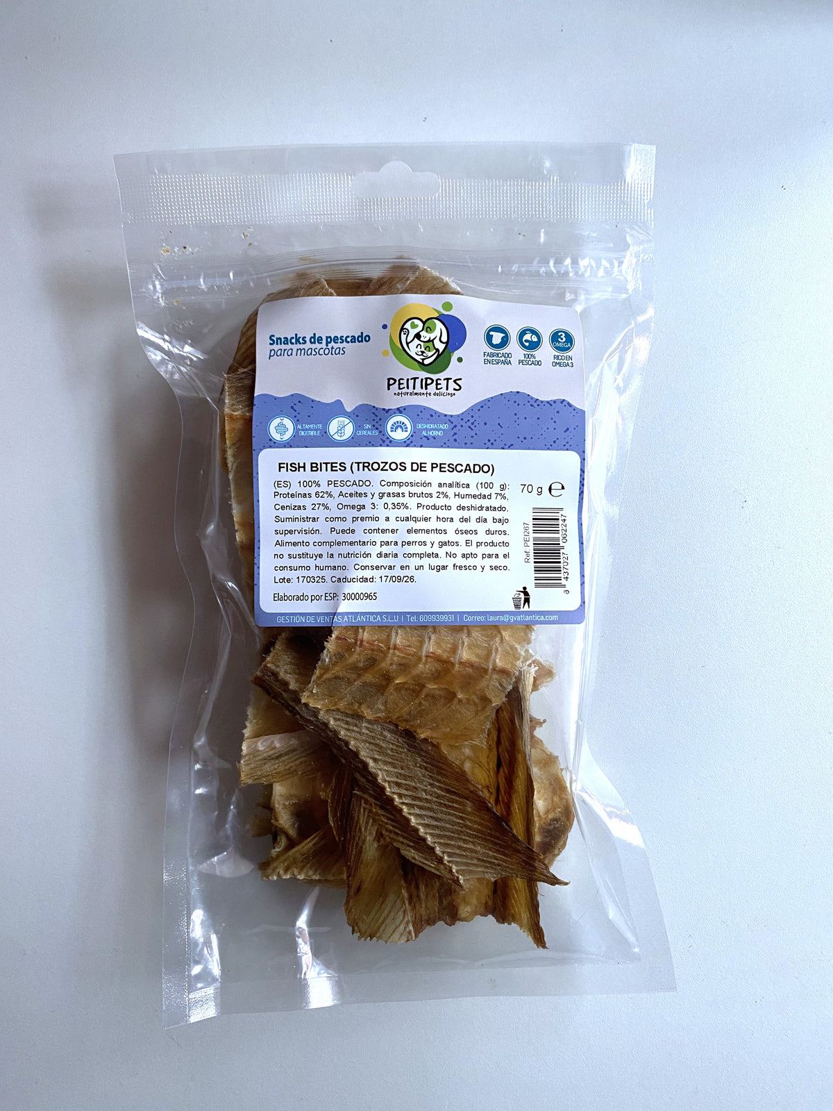TROZOS DE PESCADO Peso: 70 GRMS.