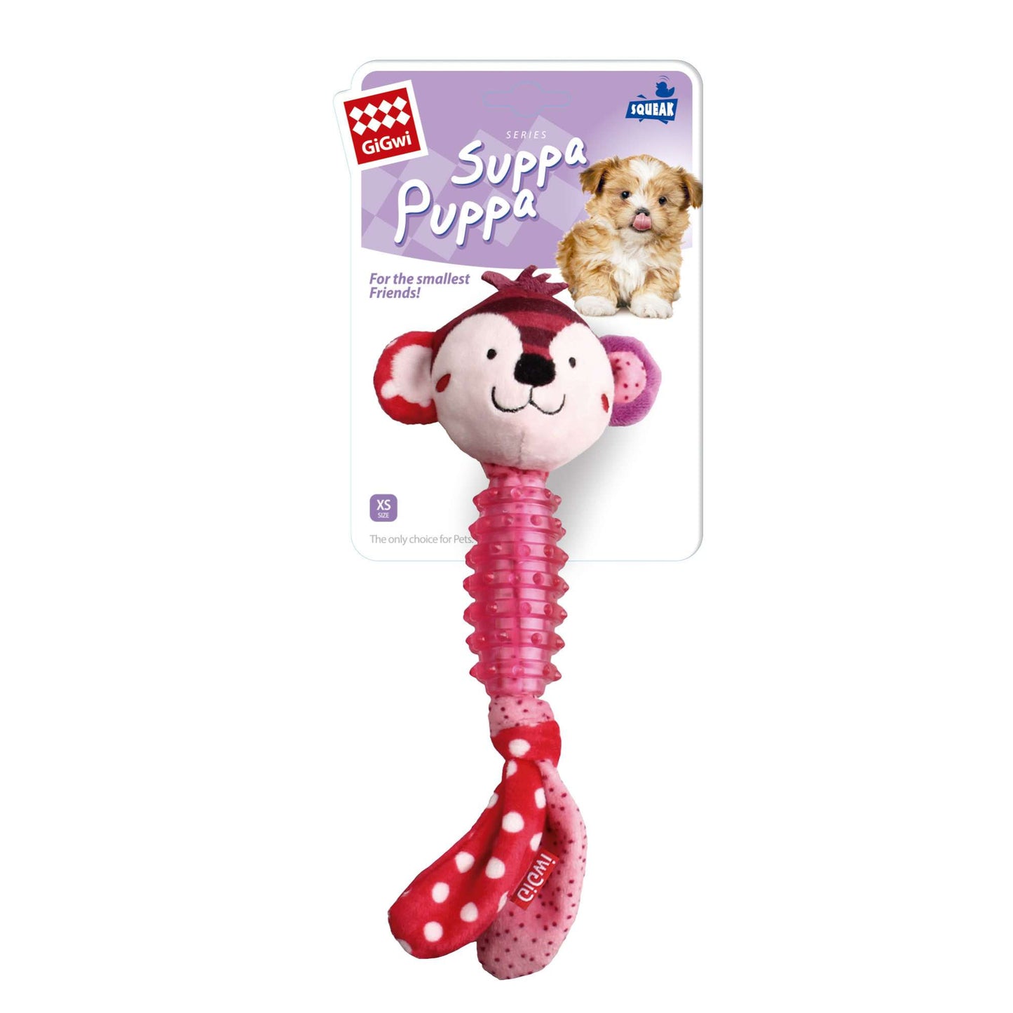 Perfect toy for puppies and small breeds. GiGWI Suppa Puppa Monkey They love it!
