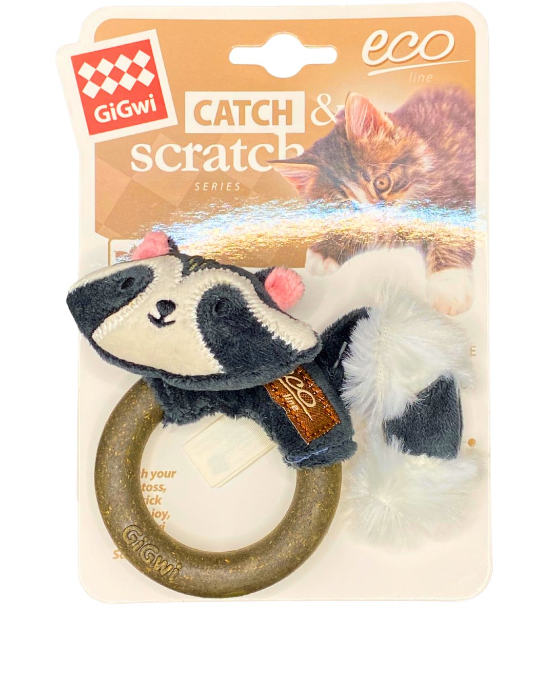 Eco-friendly cat toy. Our friend Raccoon with silvervine will love it!