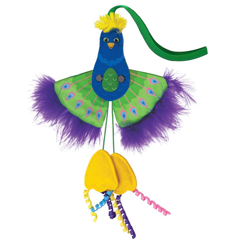 Door toy. Peacock sensory toy for cats.