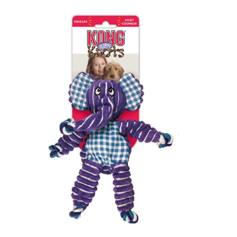 KONG FLOPPY KNOTS ELEPHANT . Juguete Elefante reforzado en cuerda interior.