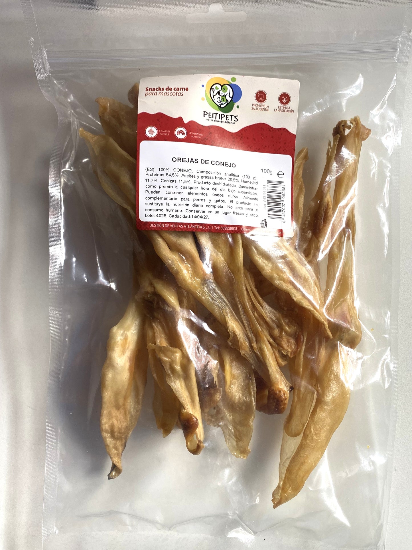 OREJAS DE CONEJO. Peso: 100 GRMS.