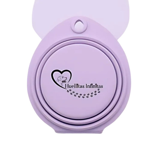 Foldable, portable and DOUBLE feeder-drinker in ultra-slim lilac for walks or trips with your dog