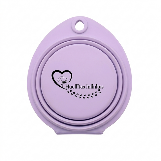 Bebedero-comedero plegable para los paseos o viajes con tu perro, DOBLE en color lila ultra-slim