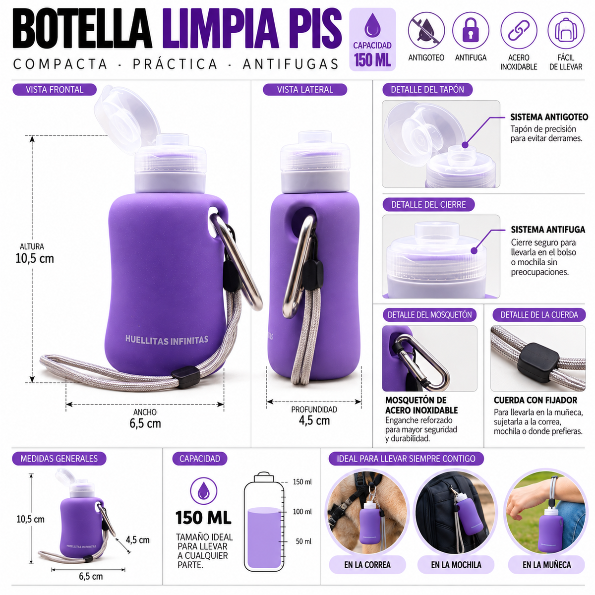 Purple pee clean bottle