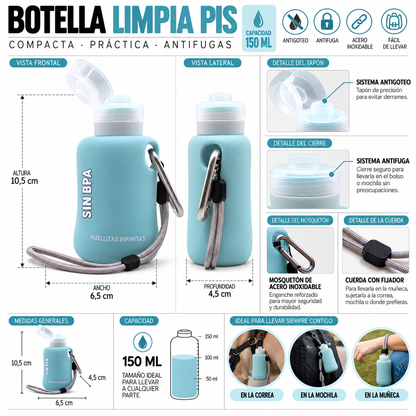 Blue pee clean bottle
