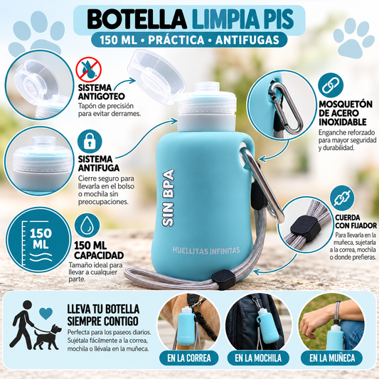 Blue pee clean bottle