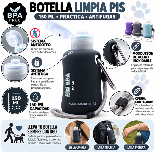 Botella Limpia Pipís Perros - Negro Carbón