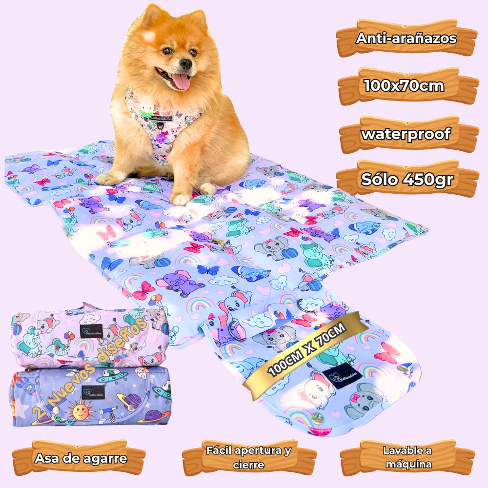 Cama Anti-arañazos + Waterproof Enrollable Colección Funny Elephants