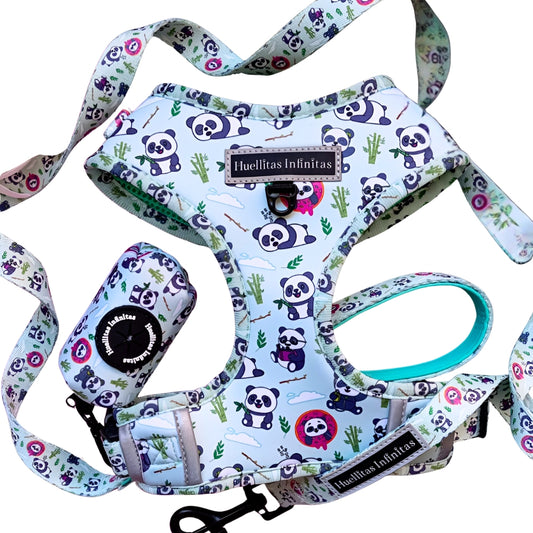 Sweet Pandas Collection Pack consisting of: Harness + Leash + Bag Holder.