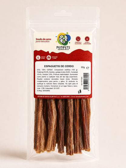 ESPAGUETIS DE CERDO Peso: 60 GRMS.