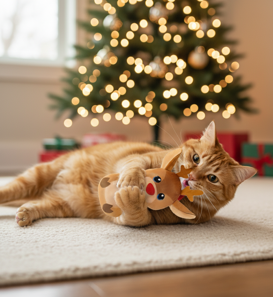 🦌 KONG Refillables® Reno Navideño | ¡Diversión Recargable con Hierba Gatera!