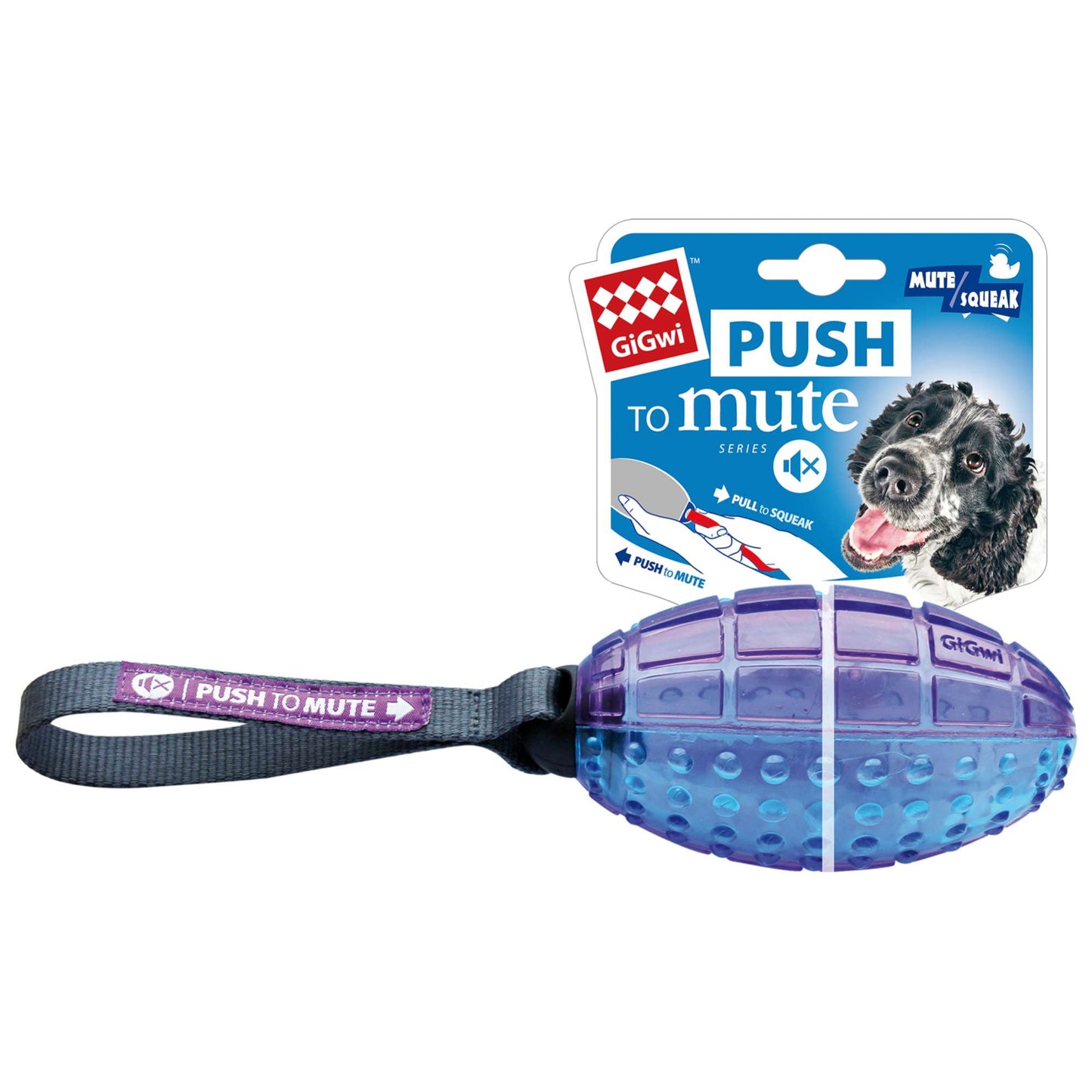 GigWi Juguete Rugby con cuerda de lanzamiento. Alta resistencia al juego extremo.