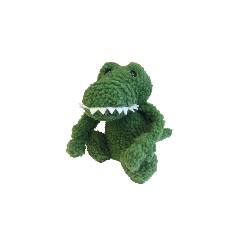 Peluche para perros de color verde, dientes blancos y ojos negros. De tacto resistente que se mantiene sentado, como en la foto y de buena calidad. Tamaño: 10cm de alto. Tienda Online de juguetes para perros y gatos 9