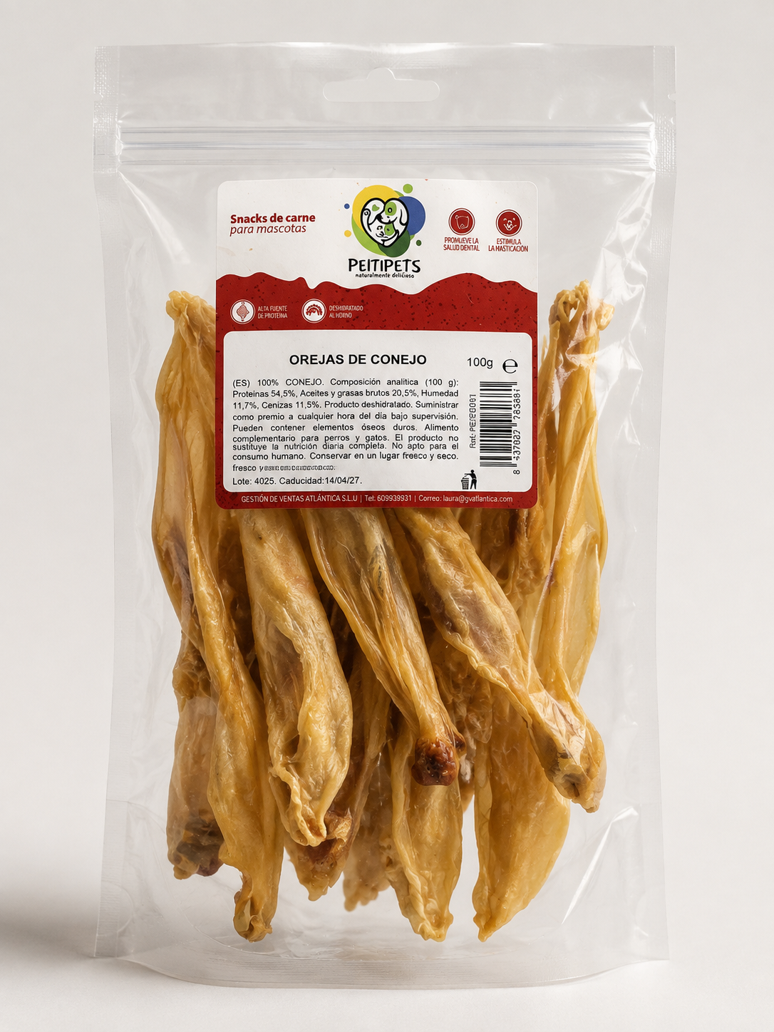 OREJAS DE CONEJO. Peso: 100 GRMS.