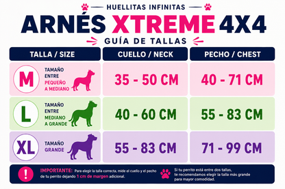 Colección Antitirones Xtreme 4x4. Pack Colección Feria compuesta por: Arnés Xtreme 4x4 +Correa + Portabolsas.