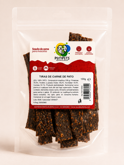 TIRAS DE CARNE DE PATO. Peso: 100 GRMS.