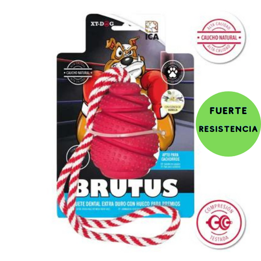 Juguete para perros de tipo destroyer de color rojo perfectamente preparado para los perros con la mordida muy fuerte durante el juego. Juguete para perros recomendado por veterinarios.